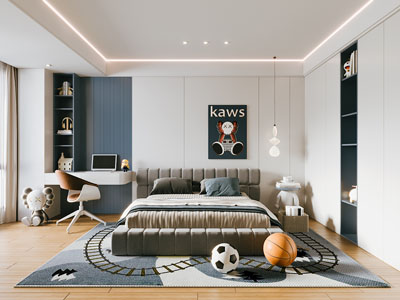 现代卧室 儿童房 男孩房