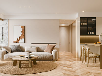 现代客厅餐厅 过道