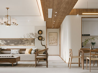 新中式客厅餐厅 过道