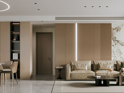 现代客厅餐厅3d模型 现代客厅餐厅