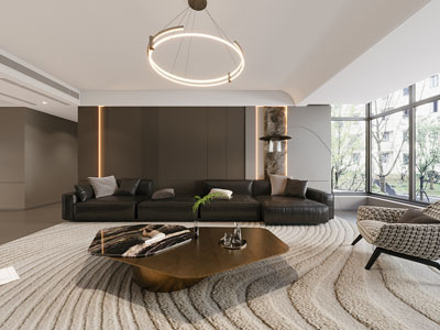 现代客厅3d模型 现代客厅