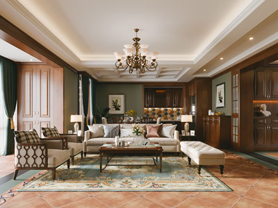 美式中古客厅3d模型 美式中古客厅