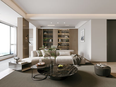 现代客厅3d模型 现代客厅