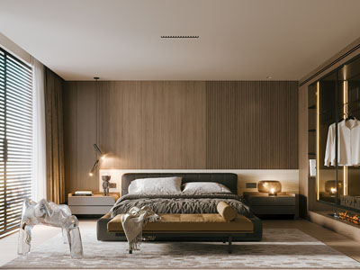 现代原木风卧室