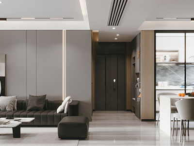 现代客厅餐厅 玄关过道3d模型 现代客厅餐厅 玄关过道