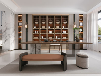 新中式茶室3d模型 新中式茶室