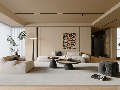 侘寂风客厅3d模型 侘寂风客厅