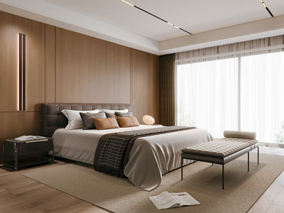 现代原木风卧室