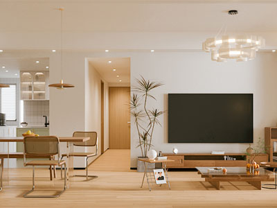 现代中古风客厅餐厅