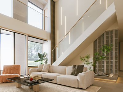 现代别墅客厅3d模型 现代别墅客厅