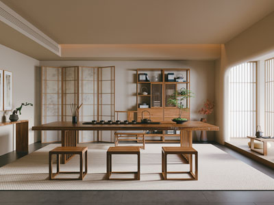 新中式中古风茶室3d模型 新中式中古风茶室