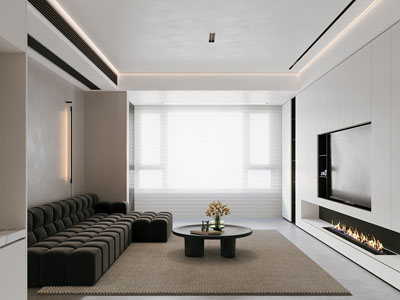 现代客厅3d模型 现代客厅