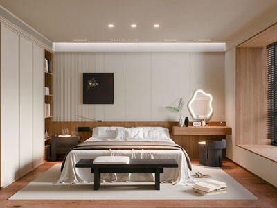 现代原木风卧室