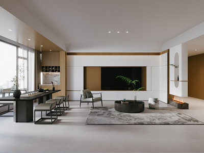 现代客厅3d模型 现代客厅