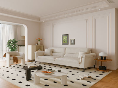 现代奶油风客厅3d模型 现代奶油风客厅