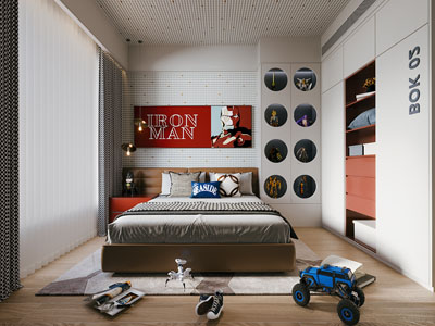 现代卧室 儿童房 男孩房