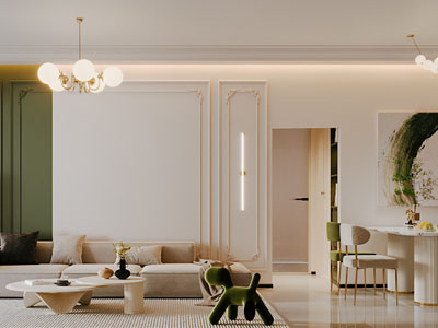 现代轻奢客厅餐厅3d模型 现代轻奢客厅餐厅