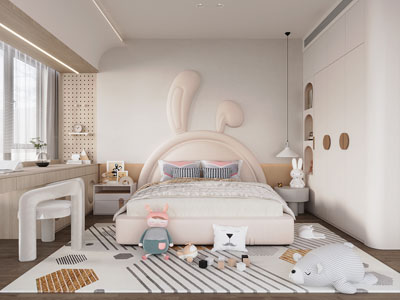 现代奶油风卧室 儿童房