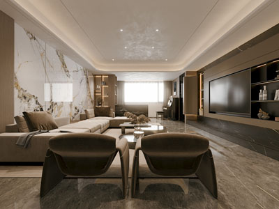 现代客厅3d模型 现代客厅