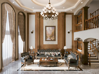 现代欧式原木风客厅