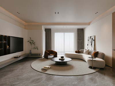 现代客厅3d模型 现代客厅