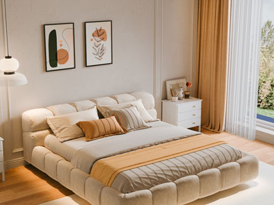 现代奶油风客厅3d模型 现代奶油风客厅