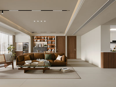 现代中古风客厅3d模型 现代中古风客厅