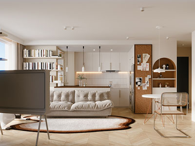 现代客厅餐厅3d模型 现代客厅餐厅