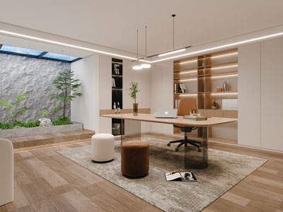 现代原木风书房