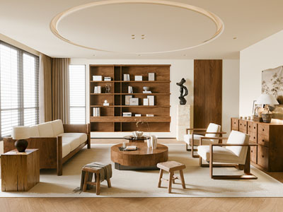 侘寂风中古风客厅3d模型 侘寂风中古风客厅