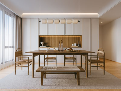 现代中古餐厅3d模型 现代中古餐厅