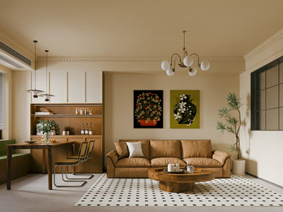 法式中古风客厅餐厅3d模型 法式中古风客厅餐厅