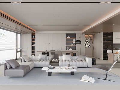 现代客厅 书房3d模型 现代客厅 书房