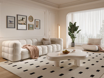 现代奶油风客厅3d模型 现代奶油风客厅