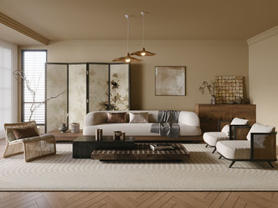 侘寂风中古风客厅3d模型 侘寂风中古风客厅