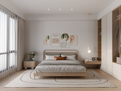 现代原木风卧室