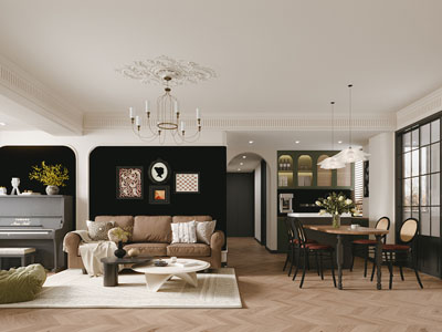 法式客厅餐厅 过道3d模型 法式客厅餐厅 过道