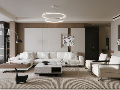 现代客厅3d模型 现代客厅