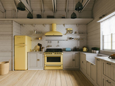 美式田园厨房3d模型 美式田园厨房