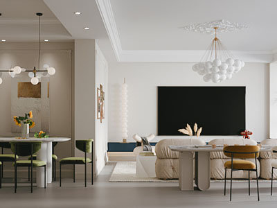 现代轻奢客厅餐厅