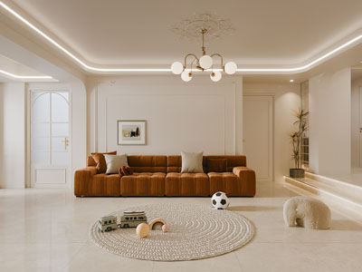 法式轻奢客厅3d模型 法式轻奢客厅