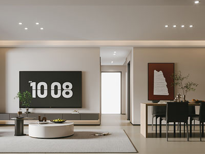 现代客厅餐厅 过道3d模型 现代客厅餐厅 过道