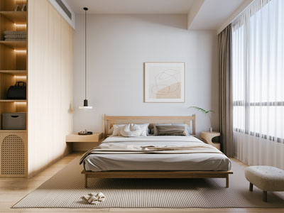 现代原木风卧室