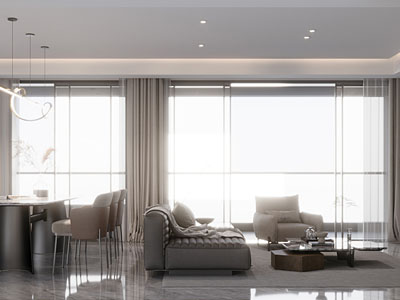 现代客厅餐厅3d模型 现代客厅餐厅