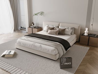 现代双人床 床头柜