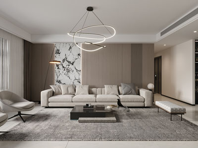 现代客厅3d模型 现代客厅