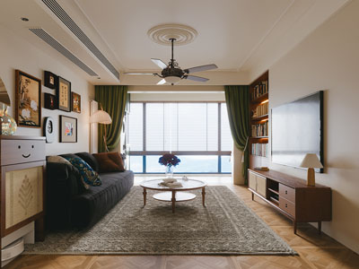 现代中古风客厅3d模型 现代中古风客厅