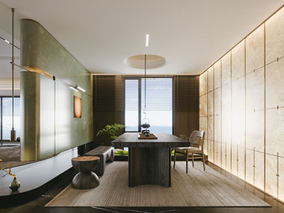 侘寂风茶室3d模型 侘寂风茶室