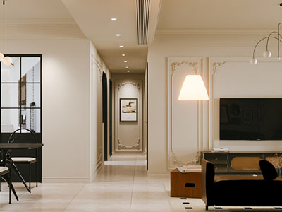 法式中古客厅餐厅 过道3d模型 法式中古客厅餐厅 过道