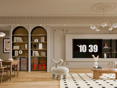 法式中古客厅餐厅3d模型 法式中古客厅餐厅